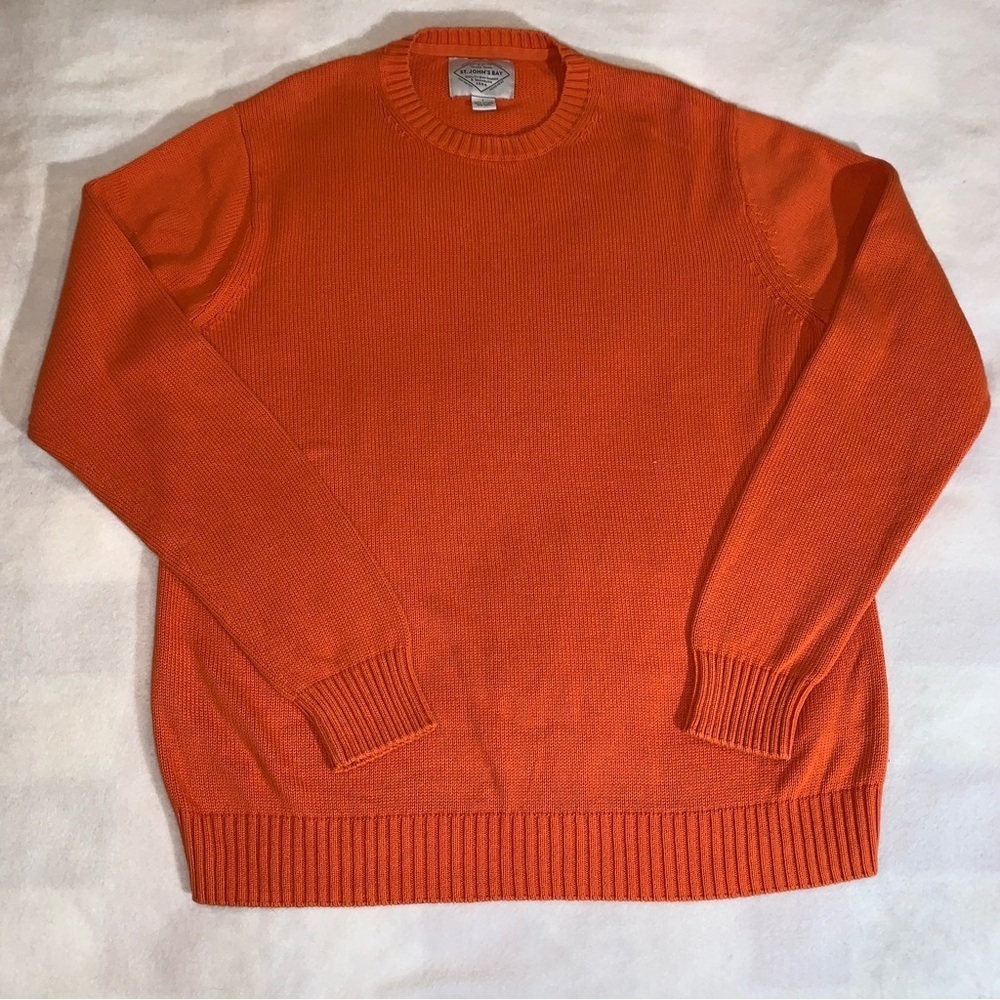 Vintage St. John’s Bay Cotton Knit Crewneck Sweater Men’s Large Orange